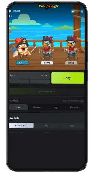 Tapping the Chicken Pirate home screen shortcut on Android to load the casino and start the game directly